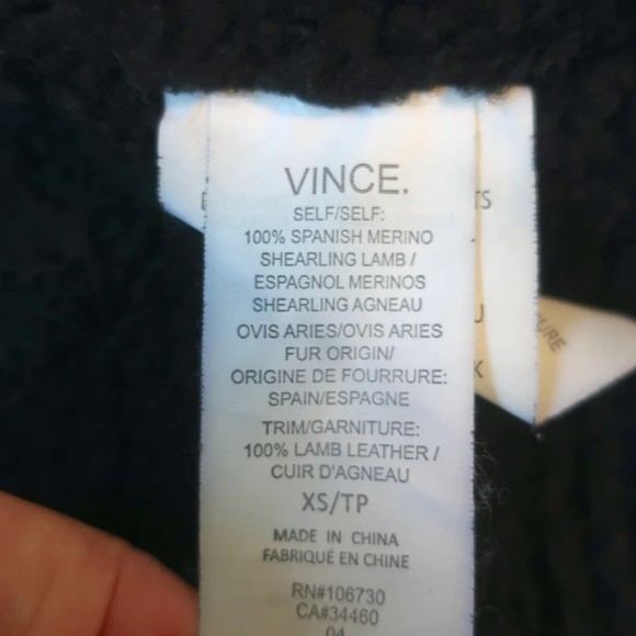 Vince Shearling Vest Navy & Black Size Extra Small - Picture 7 of 8